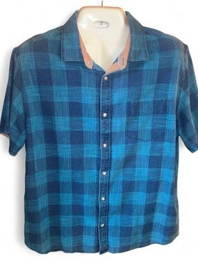 Carbon 2 Cobalt Oceanside Plaid Men’s XL Button Down Woven Shirt Casual Western